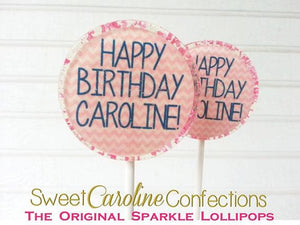 Hot Pink Birthday Lollipops - Set of 6 - Sweet Caroline Confections | The Original Sparkle Lollipops