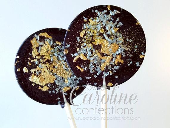 Black Silver and Gold Sparkle Lollipops - Set of 6 - Sweet Caroline Confections | The Original Sparkle Lollipops