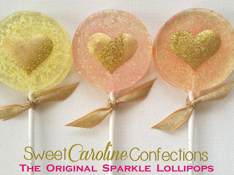 Pastel Heart Sparkle Lollipops - Set of 6 - Sweet Caroline Confections | The Original Sparkle Lollipops
