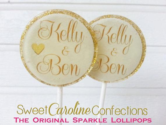 White and Gold Wedding Lollipop - Set of 6 - Sweet Caroline Confections | The Original Sparkle Lollipops