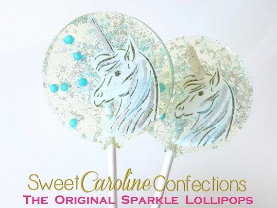 Light Blue and Silver Unicorn - Set of 6 - Sweet Caroline Confections | The Original Sparkle Lollipops