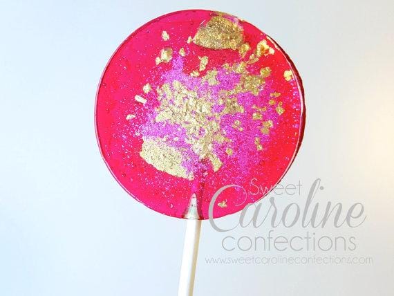 Red Pink and Gold Sparkle Lollipops - Set of 6 - Sweet Caroline Confections | The Original Sparkle Lollipops