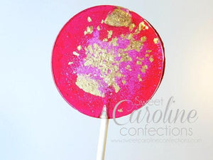 Red Pink and Gold Sparkle Lollipops - Set of 6 - Sweet Caroline Confections | The Original Sparkle Lollipops