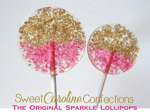 Gold and Pink Sparkle Lollipops - Set of 6 - Sweet Caroline Confections | The Original Sparkle Lollipops