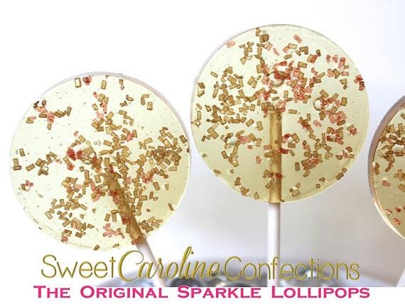 Gold and Red Sparkle Lollipops - Set of 6 - Sweet Caroline Confections | The Original Sparkle Lollipops