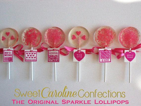 Red White and Pink Valentine's Day Collection - Set of 6 - Sweet Caroline Confections | The Original Sparkle Lollipops