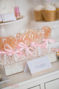 Hot Pink and Gold Sparkle Lollipops - Set of 6 - Sweet Caroline Confections | The Original Sparkle Lollipops