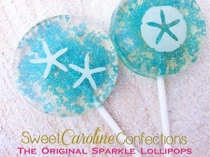 Aqua Beach Lollipops - Set of 6 - Sweet Caroline Confections | The Original Sparkle Lollipops