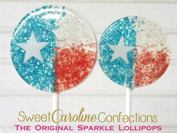 Texas Flag Lollipops - Set of 6 - Sweet Caroline Confections | The Original Sparkle Lollipops