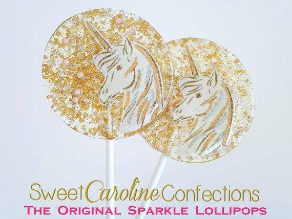 Gold Unicorn Lollipops - Set of 6 - Sweet Caroline Confections | The Original Sparkle Lollipops