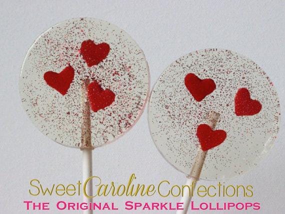 Red Heart Lollipops - Set of 6 - Sweet Caroline Confections | The Original Sparkle Lollipops