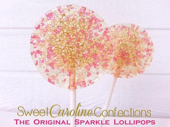 Citrine and Hot Pink Sparkle Lollipops - Set of 6 - Sweet Caroline Confections | The Original Sparkle Lollipops