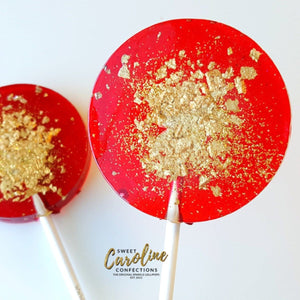 Red and Gold Lollipops - Set of 6 - Sweet Caroline Confections | The Original Sparkle Lollipops