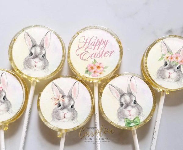Easter Bunny Lollipops - Set of 6 - Sweet Caroline Confections | The Original Sparkle Lollipops