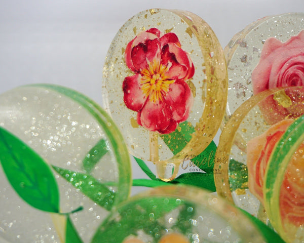 Spring Flower Lollipop Vase with Personalized Note, Mix of Flavors - Sweet Caroline Confections | The Original Sparkle Lollipops