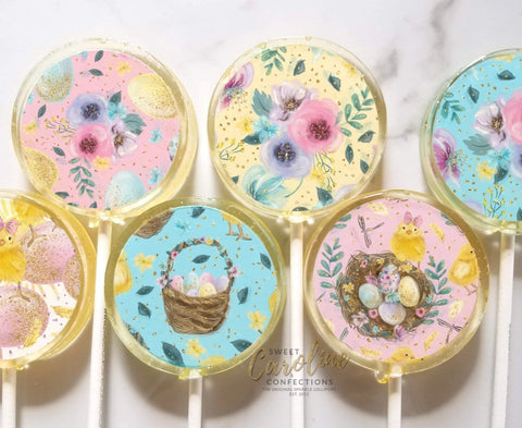 Easter Artwork Lollipops - Set of 6 - Sweet Caroline Confections | The Original Sparkle Lollipops