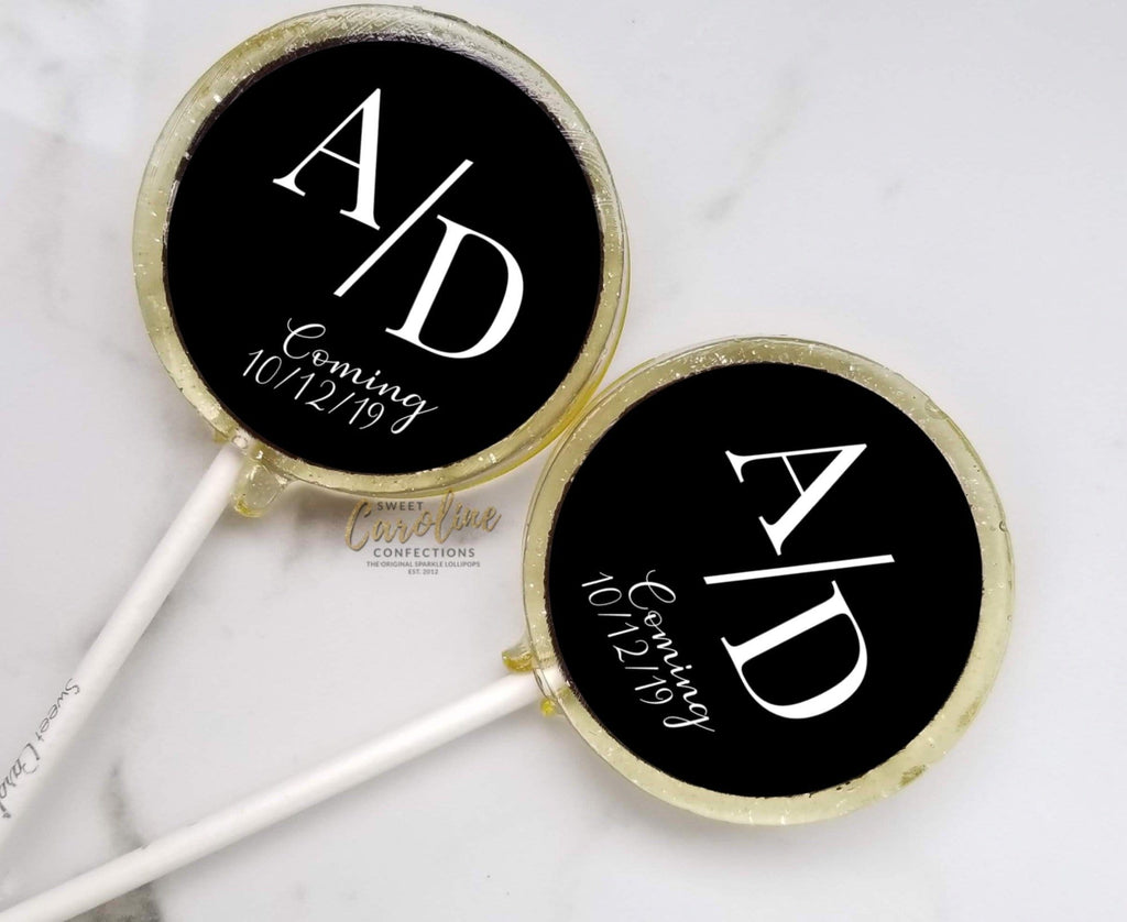 Black and White Bridal Shower Lollipops - Set of 6 - Sweet Caroline Confections | The Original Sparkle Lollipops