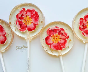 Pink Flower Lollipops -Set of 6 - Sweet Caroline Confections | The Original Sparkle Lollipops