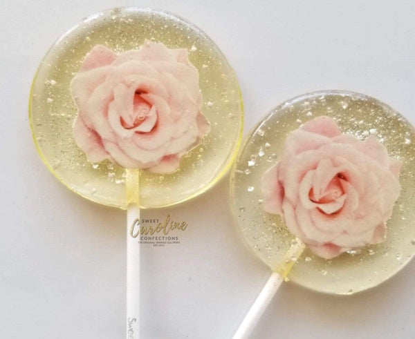 Light Pink Rose Lollipops -Set of 6 - Sweet Caroline Confections | The Original Sparkle Lollipops