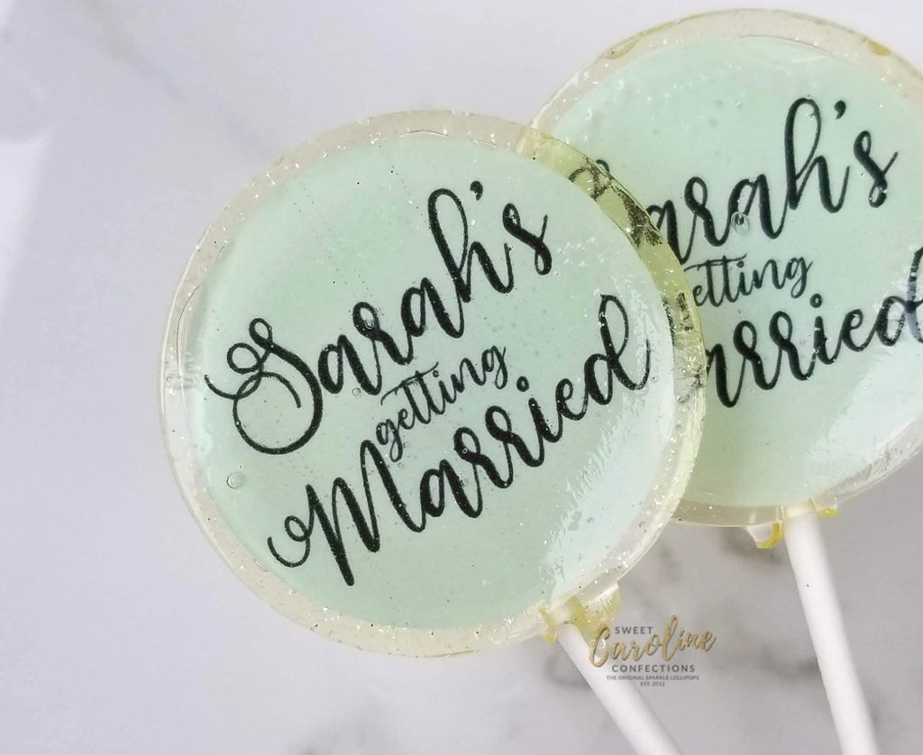 Mint and Black Bridal Shower Lollipops - Set of 6 - Sweet Caroline Confections | The Original Sparkle Lollipops