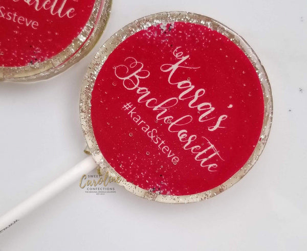Hot Pink and Silver Bachelorette Lollipops - Set of 6 - Sweet Caroline Confections | The Original Sparkle Lollipops