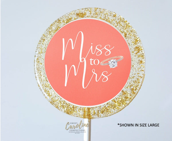 Coral and Gold Bridal Shower Lollipops - Set of 6 - Sweet Caroline Confections | The Original Sparkle Lollipops