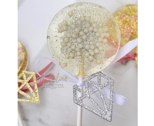 Diamond Bridal Shower Lollipops, Tag Included! - Set of 6 - Sweet Caroline Confections | The Original Sparkle Lollipops