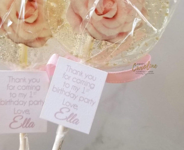 Light Pink Rose Lollipops -Set of 6 - Sweet Caroline Confections | The Original Sparkle Lollipops