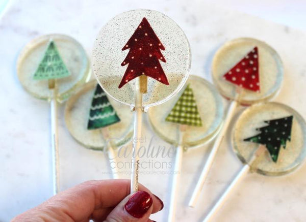 Vintage Christmas Tree Lollipops - Set of 6 - Sweet Caroline Confections | The Original Sparkle Lollipops