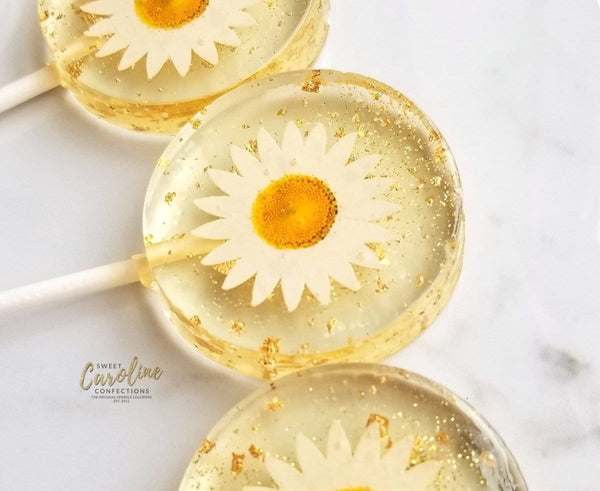Daisy Flower Lollipops -Set of 6 - Sweet Caroline Confections | The Original Sparkle Lollipops