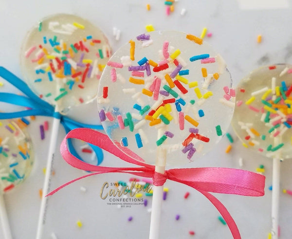 $12 FOR 8 SPECIAL! Birthday Cake Sprinkle Lollipops - Sweet Caroline Confections | The Original Sparkle Lollipops