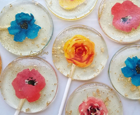 Mexican Inspired Flower Lollipops -Set of 6 - Sweet Caroline Confections | The Original Sparkle Lollipops