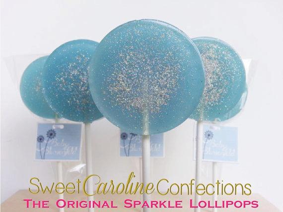 Light Blue and Silver Sparkle Lollipops - Set of 6 - Sweet Caroline Confections | The Original Sparkle Lollipops