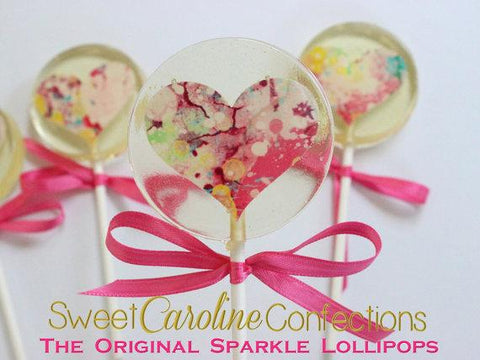 Watercolor Heart Lollipops - Set of 6 - Sweet Caroline Confections | The Original Sparkle Lollipops