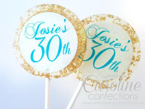 Gold and Turquoise Lollipops - Set of 6 - Sweet Caroline Confections | The Original Sparkle Lollipops
