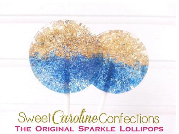 Navy and Gold Sparkle Lollipops - Set of 6 - Sweet Caroline Confections | The Original Sparkle Lollipops