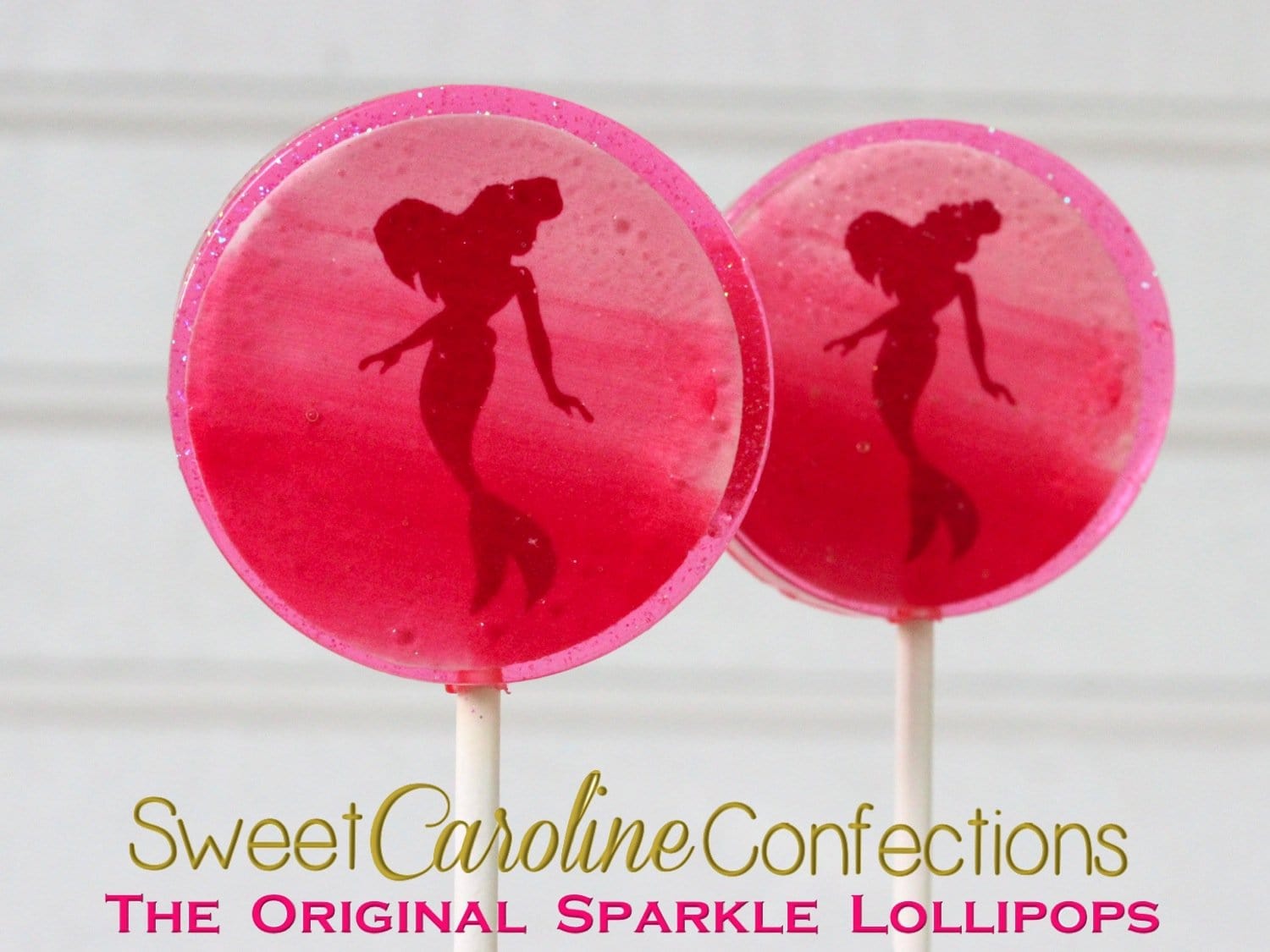 Hot Pink Mermaid Lollipops - Set of 6 - Sweet Caroline Confections | The Original Sparkle Lollipops