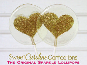 Gold Sparkle Heart Sparkle Lollipop - Set of 6 - Sweet Caroline Confections | The Original Sparkle Lollipops