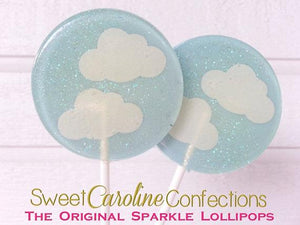 Light Blue and White Cloud Lollipops - Set of 6 - Sweet Caroline Confections | The Original Sparkle Lollipops