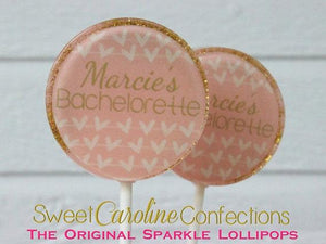 Light Pink and Gold Bachelorette Lollipops - Set of 6 - Sweet Caroline Confections | The Original Sparkle Lollipops