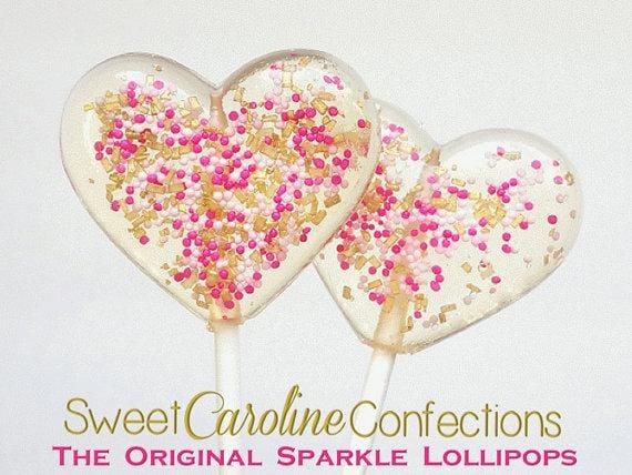 Gold and Pink Sparkle Lollipops - Set of 6 - Sweet Caroline Confections | The Original Sparkle Lollipops
