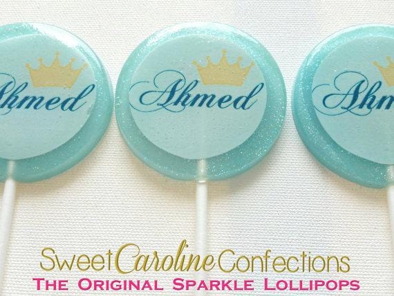 Light Blue Crown Lollipops - Set of 6 - Sweet Caroline Confections | The Original Sparkle Lollipops