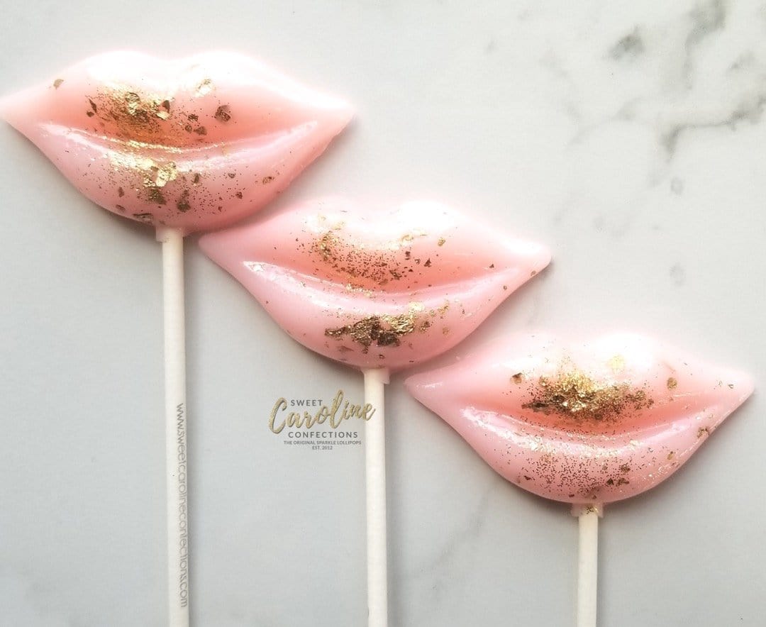 Light Pink and Sparkle Lip Lollipops - Set of 6 - Sweet Caroline Confections | The Original Sparkle Lollipops