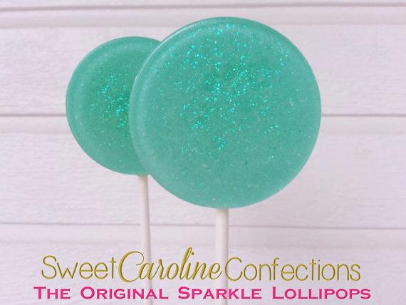 Aqua Sparkle Lollipops - Set of 6 - Sweet Caroline Confections | The Original Sparkle Lollipops