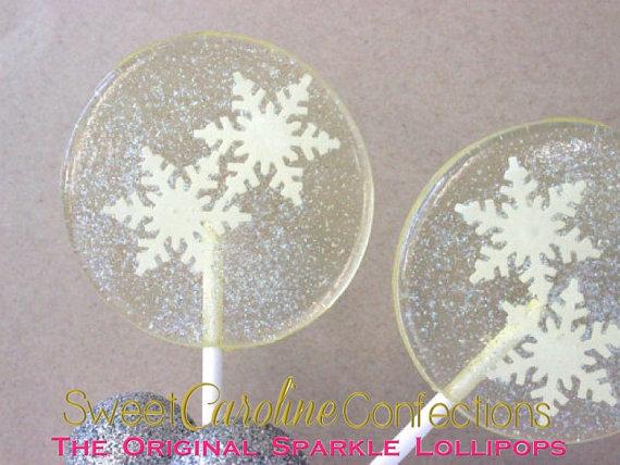 White Snowflake Lollipops - Set of 6 - Sweet Caroline Confections | The Original Sparkle Lollipops