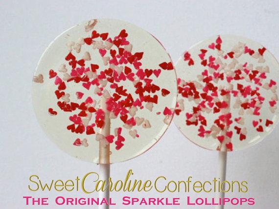 Red and Pink Tiny Heart Sparkle Lollipops - Set of 6 - Sweet Caroline Confections | The Original Sparkle Lollipops