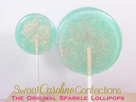 Seafoam Green and Peach Lollipops - Set of 6 - Sweet Caroline Confections | The Original Sparkle Lollipops