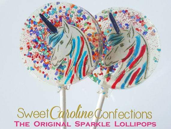 Rainbow Unicorn Lollipops - Set of 6 - Sweet Caroline Confections | The Original Sparkle Lollipops