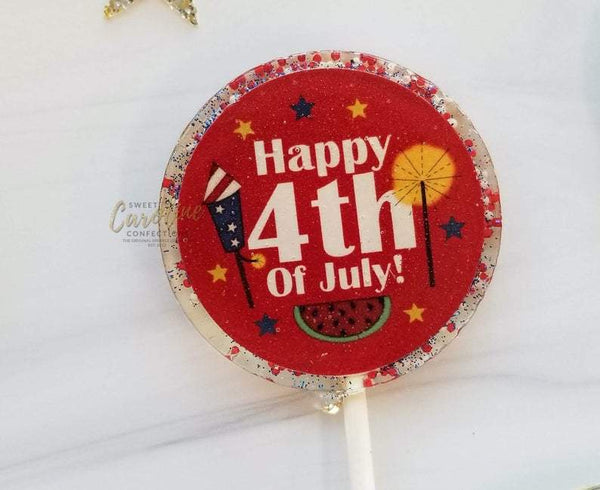 Red 4th of July Lollipops - Set of 6 - Sweet Caroline Confections | The Original Sparkle Lollipops