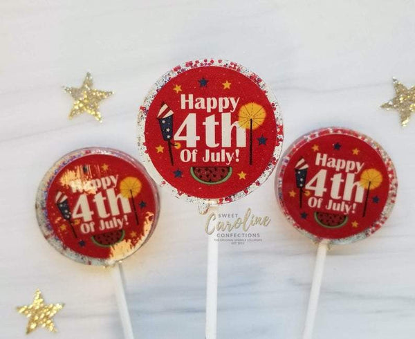 Red 4th of July Lollipops - Set of 6 - Sweet Caroline Confections | The Original Sparkle Lollipops